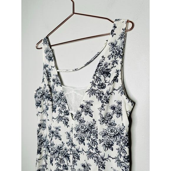 JASON WU White Blue Floral Print Sleeveless Lace Insert Criss Cross Back Dress12 - Picture 5 of 16
